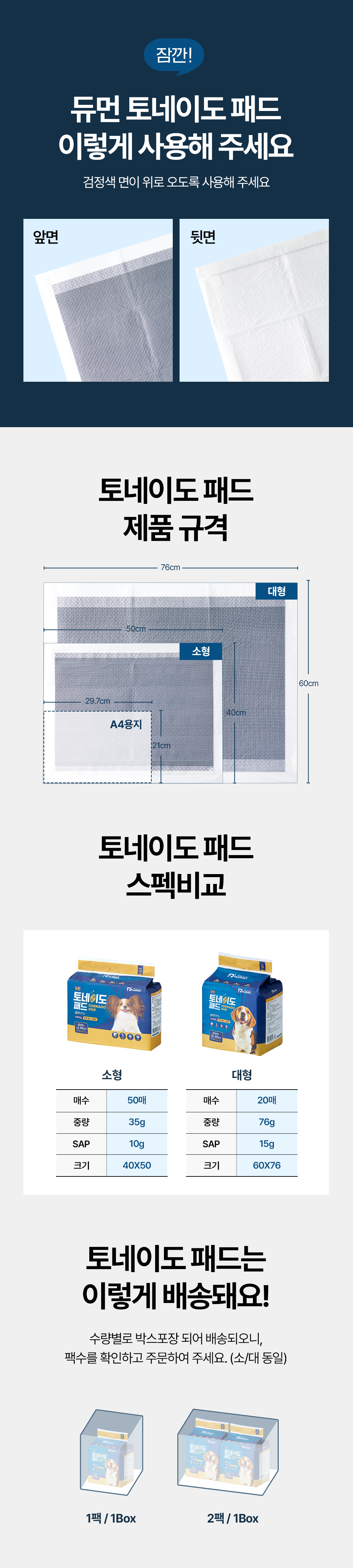 [무료배송] 듀먼 토네이도 배변패드 대형 50매(60x76cm) 12번째