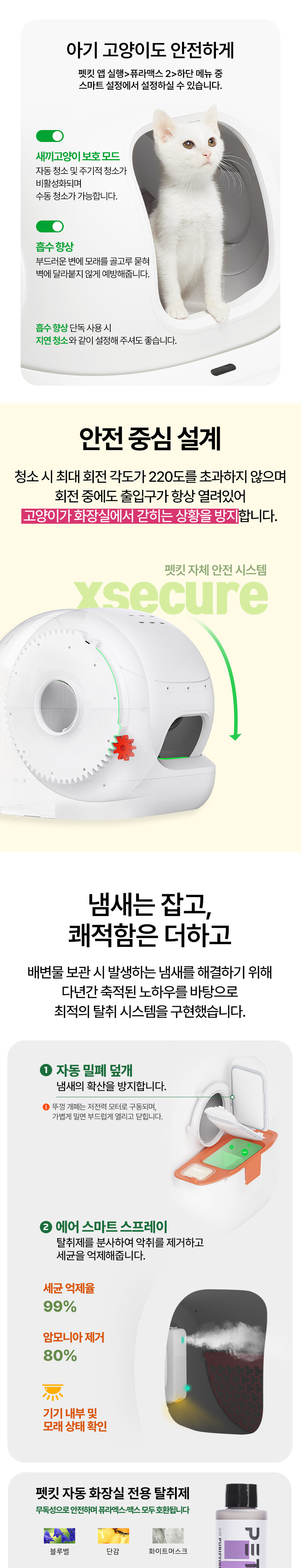 [NEW신상][무료배송] 펫킷 퓨라맥스 2 고양이 자동 화장실 프리미엄 (Premium) 스프레이+매트 포함 8번째