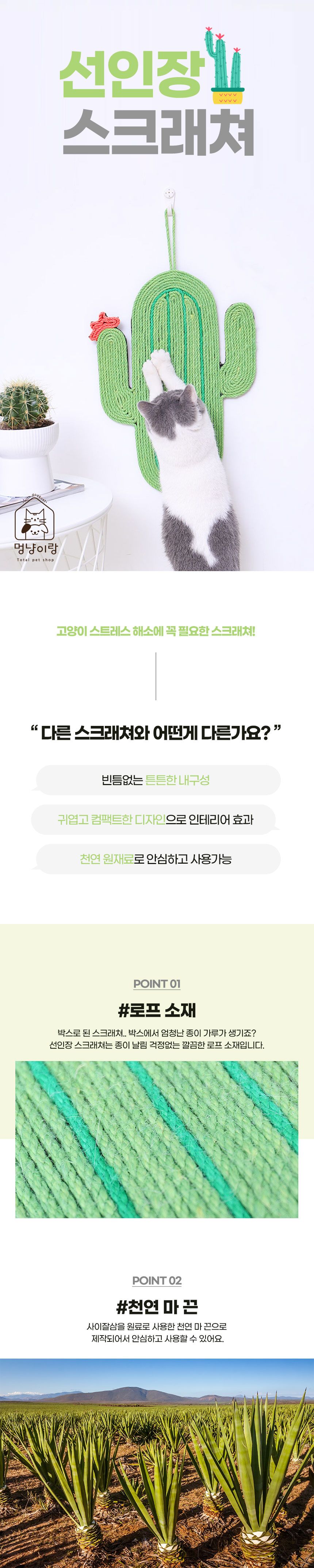 [무료배송] 멍냥이랑 선인장 벽걸이형 스크래쳐 1번째
