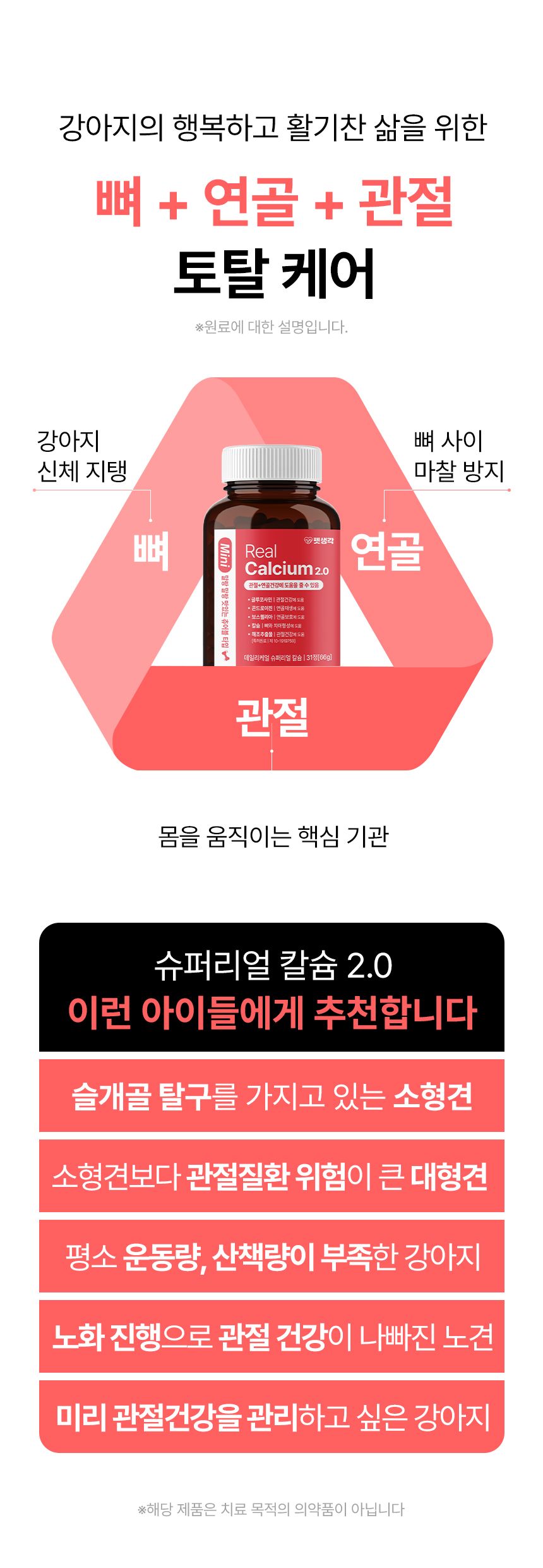 [유통기한임박, 26년6월11일] 펫생각 독 관절 슬개골 관절염 칼슘 영양제 66g 10번째