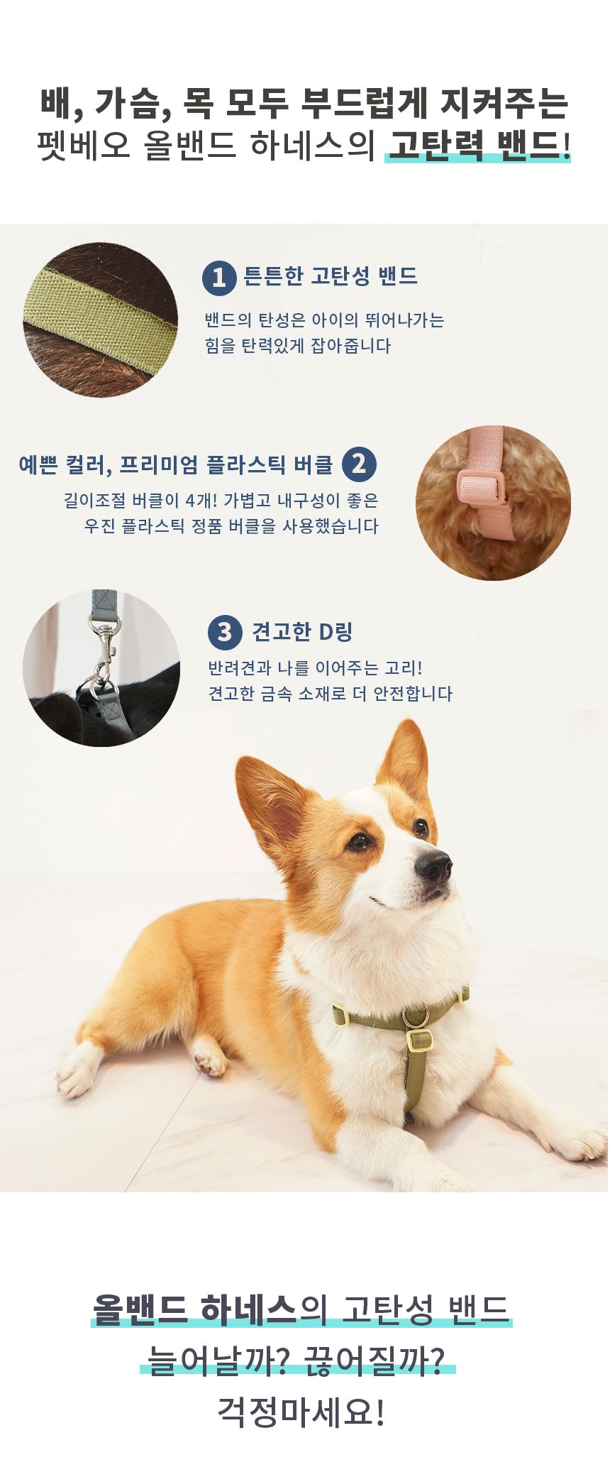 [무료배송] 펫베오 올밴드 Y형 하네스 가슴줄 핑크/카키/차콜 S-L 10번째