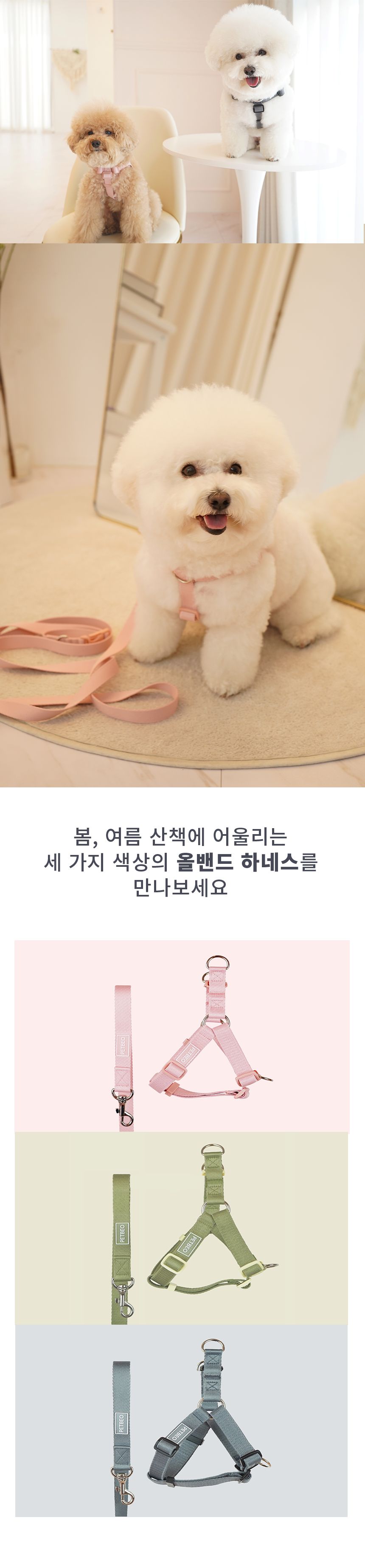 [무료배송] 펫베오 올밴드 Y형 하네스 가슴줄 핑크/카키/차콜 S-L 21번째