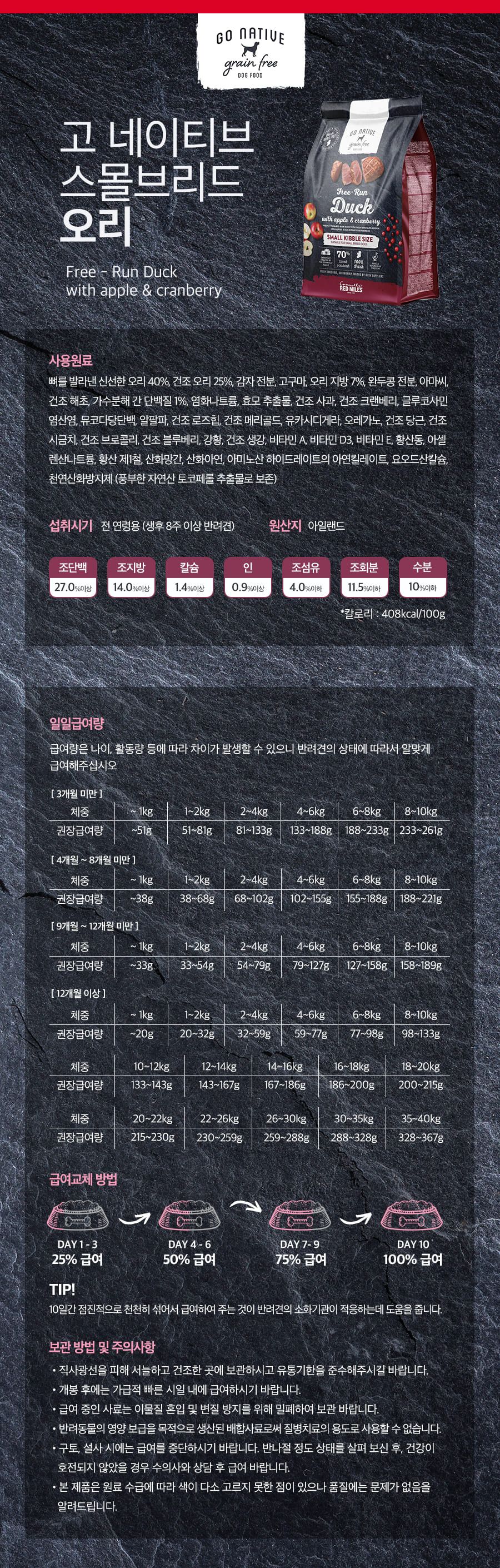 [사료샘플] 고네이티브 독 스몰브리드 오리 40g 2번째
