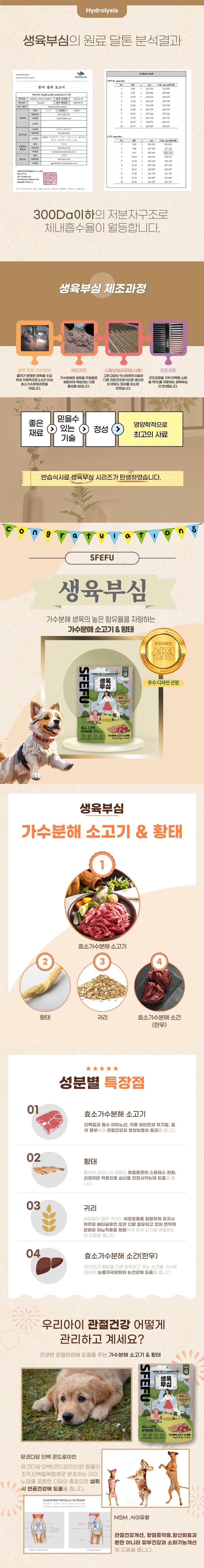 [체험단] [무료배송] 스페푸 독 생육부심 소고기&황태 가수분해사료 1kg 1번째