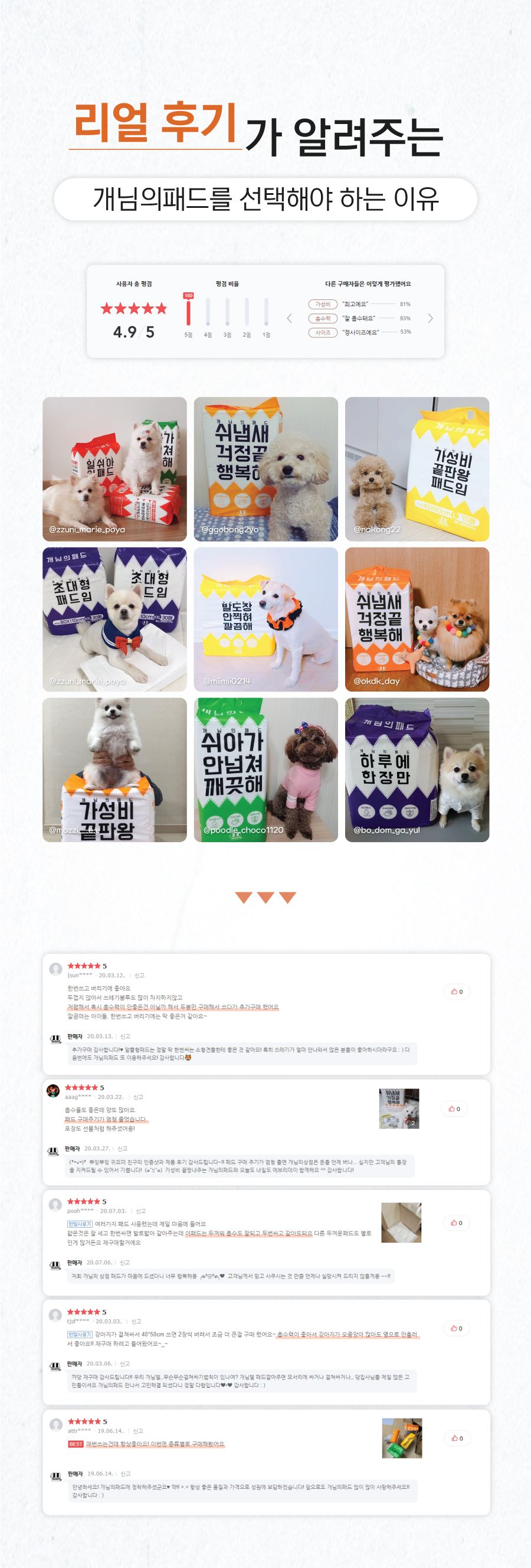 [2개] 개님의 상점 가성비 끝판왕 개님의패드 XL 50매 (60x75cm) 8번째