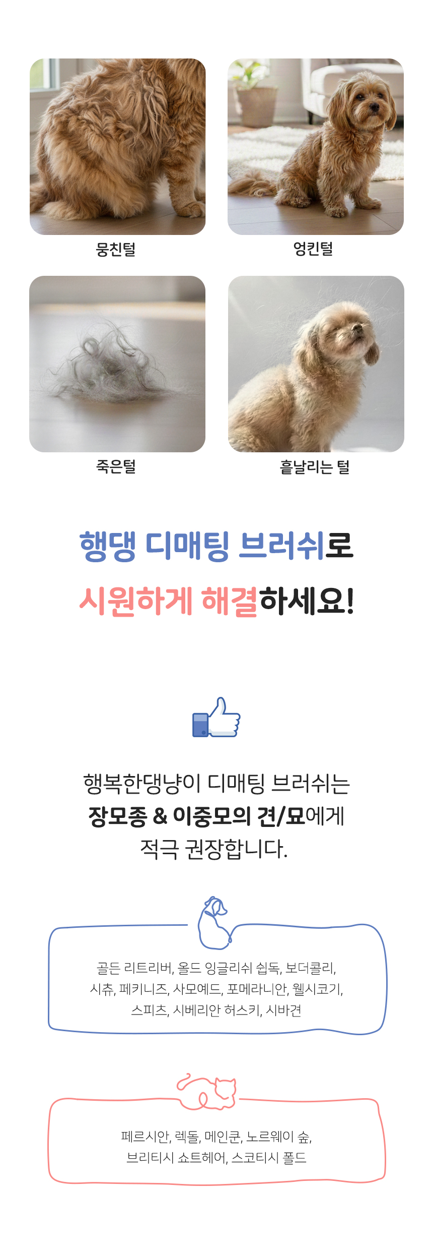 [NEW신상][무료배송] 행복한댕냥이 반려동물 털갈이 브러쉬 2번째 상세 이미지