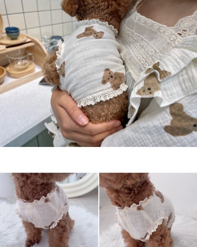 [무료배송] 찰리롤리 카카 곰 강아지 잠옷 레이스 커플룩 S-2XL 13번째