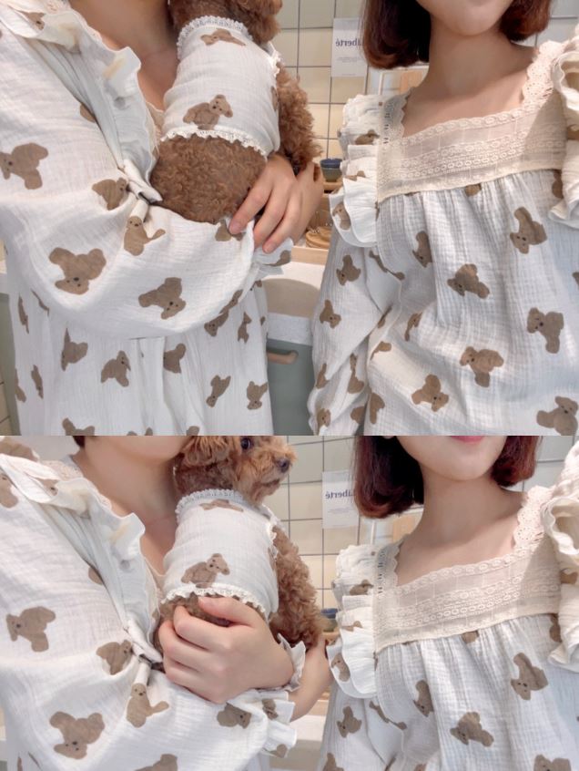 [무료배송] 찰리롤리 카카 곰 강아지 잠옷 레이스 커플룩 S-2XL 4번째