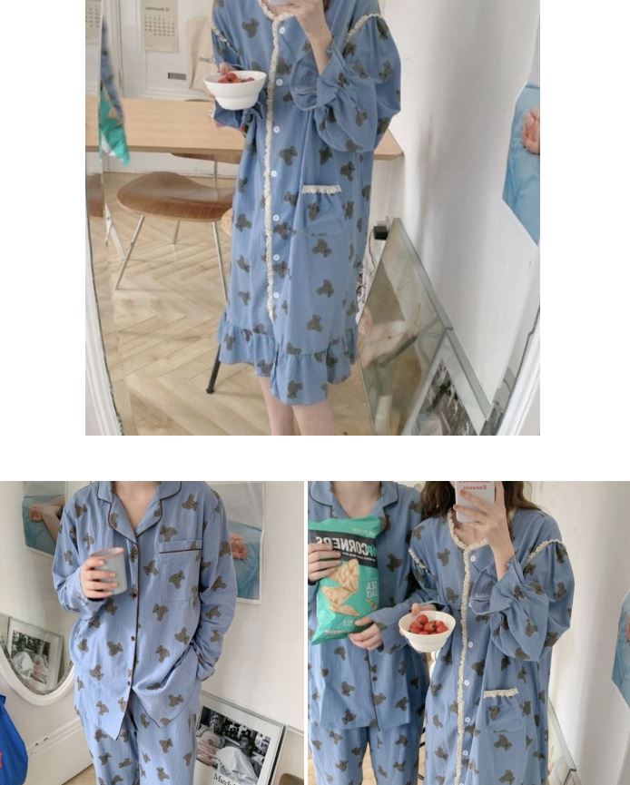 [무료배송] 찰리롤리 카카 곰 강아지 잠옷 레이스 커플룩 S-2XL 26번째