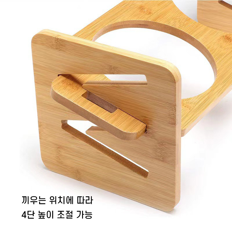 [NEW신상][무료배송] 모야펫 W높이조절 원목 밥그릇 2구 4번째