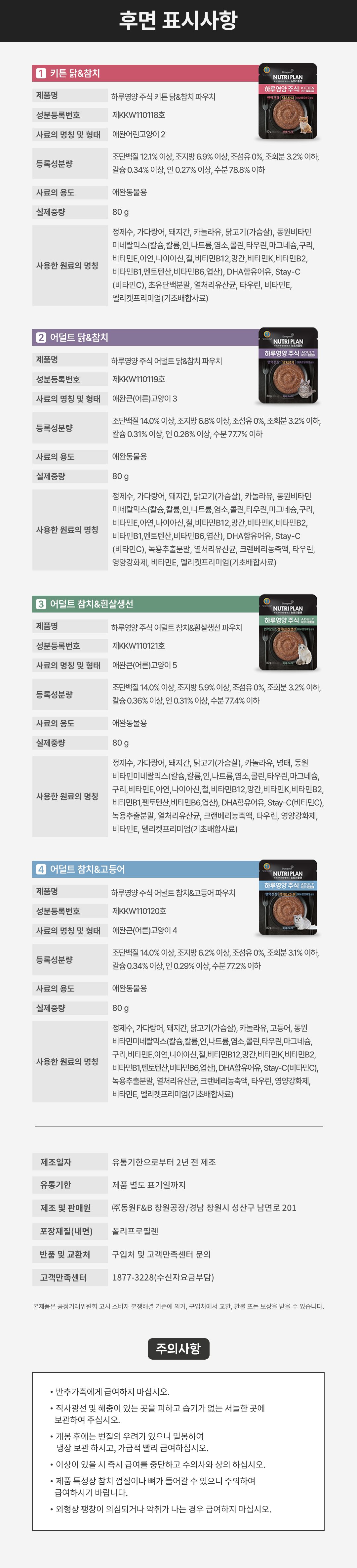 [NEW신상]뉴트리플랜 하루영양 주식 어덜트 닭&참치 파우치 80g 6번째