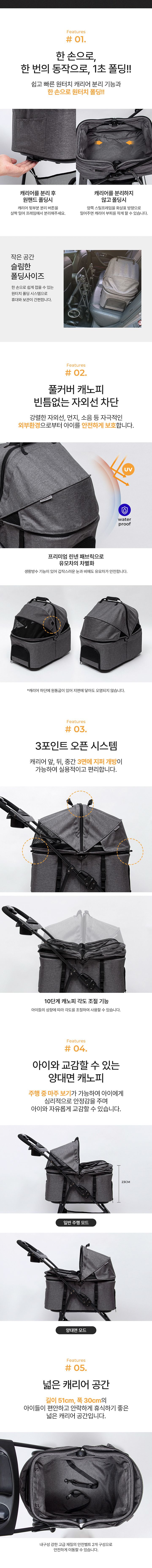 [무료배송] 쁘띠몽드 레가토 미뇽 4in1 애견 유모차&카시트 그레이/블랙 2번째