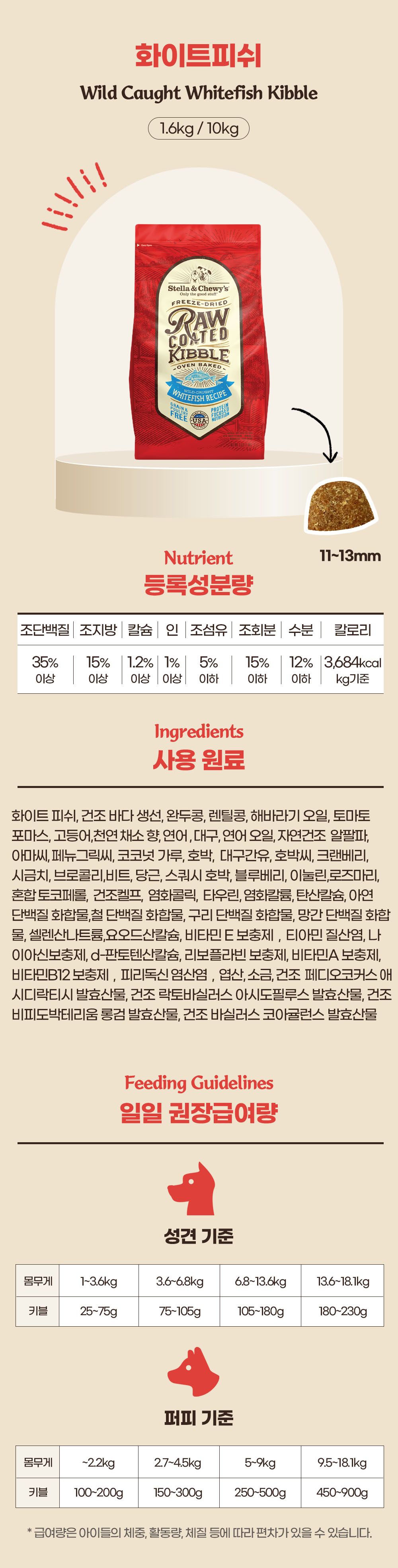 스텔라앤츄이스 독 로우 코티드 키블 와일드 코트 화이트피쉬 10kg 2번째