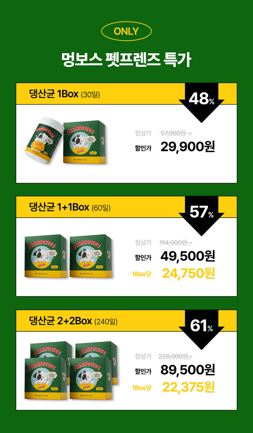 [무료배송] 멍보스 댕산균 국제 PCT 특허 유산균 프로바이오틱스 영양제 60g 3번째
