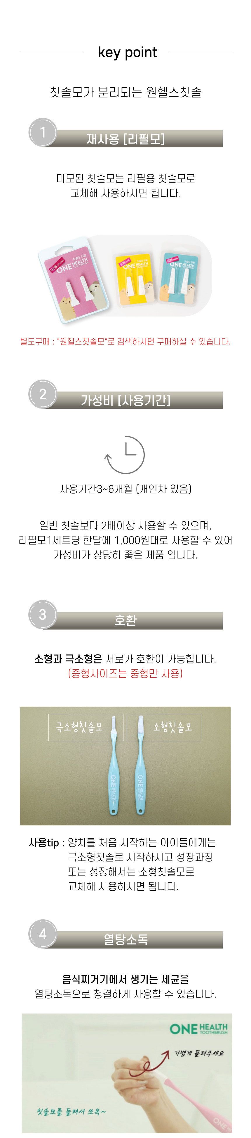 원헬스 실리콘 칫솔 핑크 중형 10번째