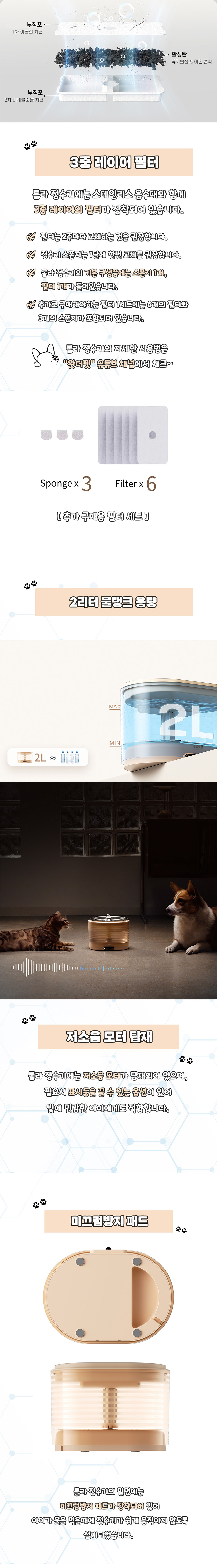 [무료배송] 롤라 스마트 펫 무선 자동 정수기 16cm 4번째