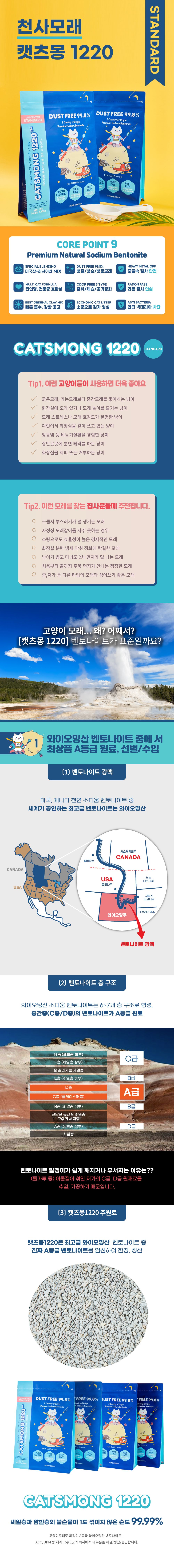 [무료배송] 캣츠몽 1220 벤토나이트 중간입자 모래 6.35kg 3번째