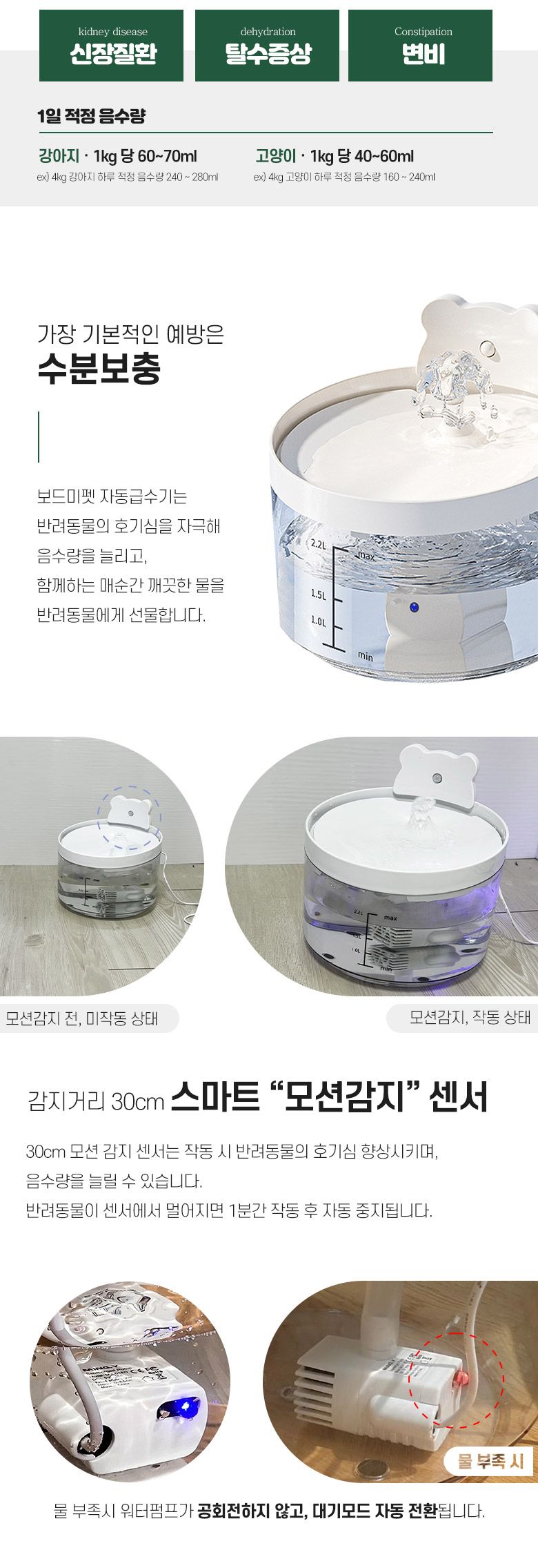 [무료배송] 보드미펫 모션감지 자동 급수기 2번째