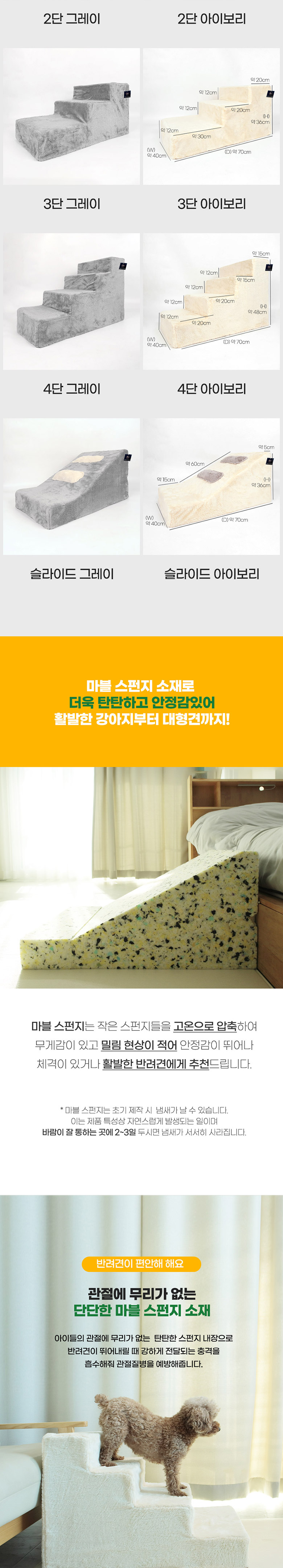 [무료배송] 딩동펫 반려동물 보들 극세사 스펀지 슬라이드 계단 3번째