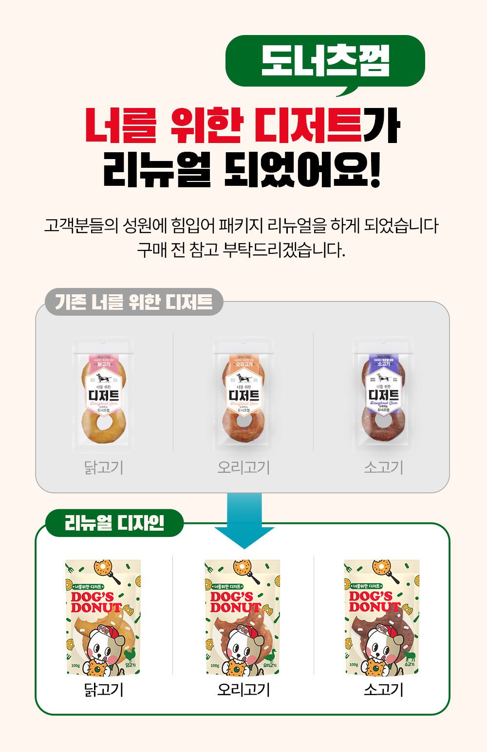 너를위한디저트 독 오래먹는 도너츠껌 닭고기 100g 1번째