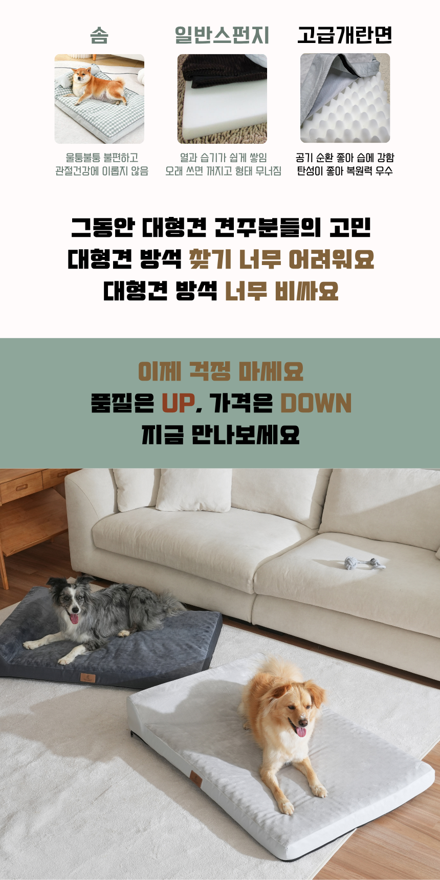 [NEW신상][무료배송] 펫앤마마 대형견 목 베개 사각방석 2종 (그레이/진그레이) L~2XL 12번째