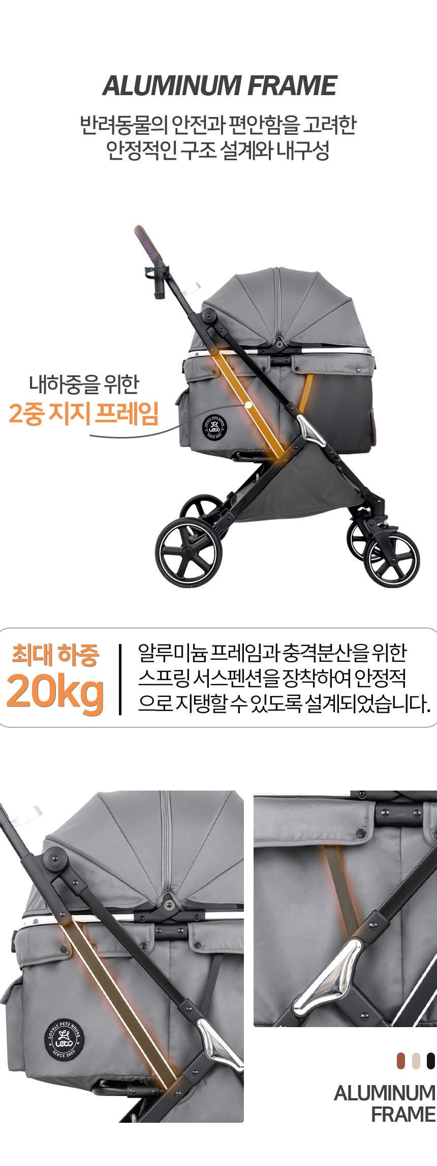 [심쿵펫페어][무료배송] 레토 강아지 프리미엄 사계절 유모차 LDS-Q03F 17번째