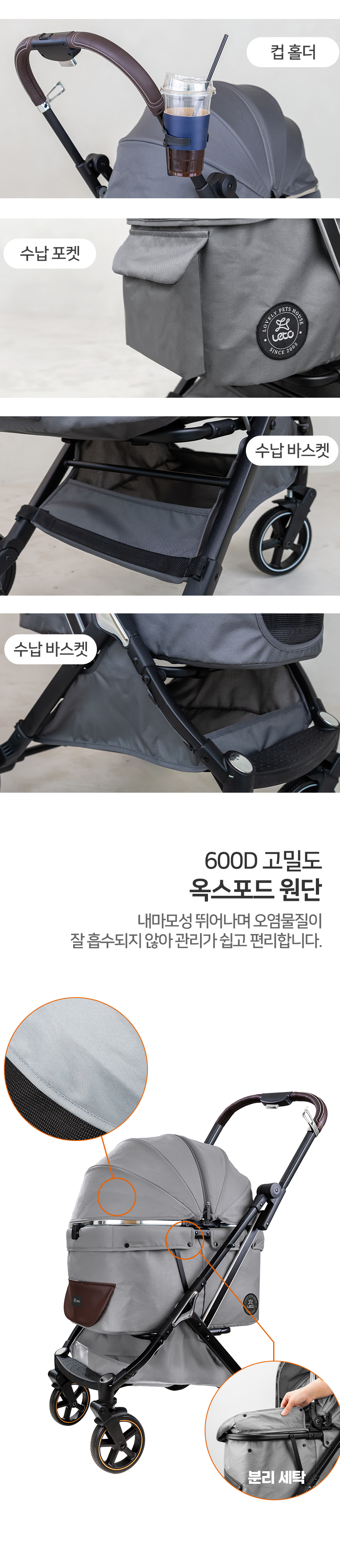 [심쿵펫페어][무료배송] 레토 강아지 프리미엄 사계절 유모차 LDS-Q03F 49번째