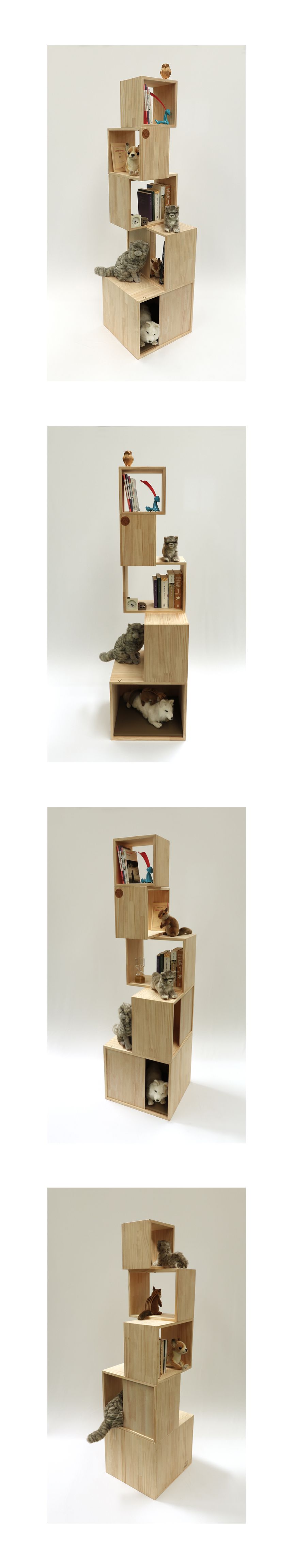 [무료배송] 라뜰리에드보아 걍큐브 원목 5단 캣타워 선반 5번째