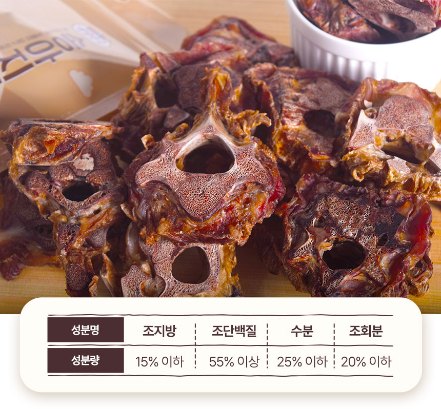 [무료배송] 댕첩반상 송아지목뼈 강아지수제간식 9번째