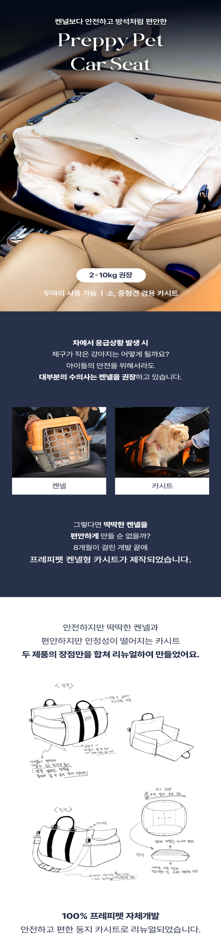[NEW신상][무료배송] 프레피펫 NEW 풀커버 카시트 (베이지/네이비) 1번째