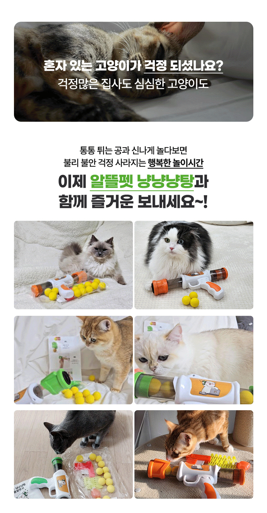 [무료배송] 알뜰펫 탕탕탕냥 장난감 그린/오렌지 7번째