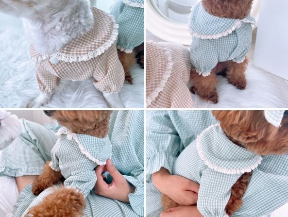 [무료배송] 찰리롤리 데일리 체크 잠옷 레이스 파자마 베이지/민트/핑크 S-2XL  17번째