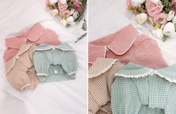 [무료배송] 찰리롤리 데일리 체크 잠옷 레이스 파자마 베이지/민트/핑크 S-2XL  20번째