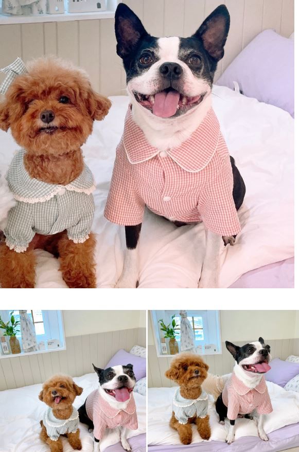 [무료배송] 찰리롤리 데일리 체크 잠옷 레이스 파자마 베이지/민트/핑크 S-2XL  3번째