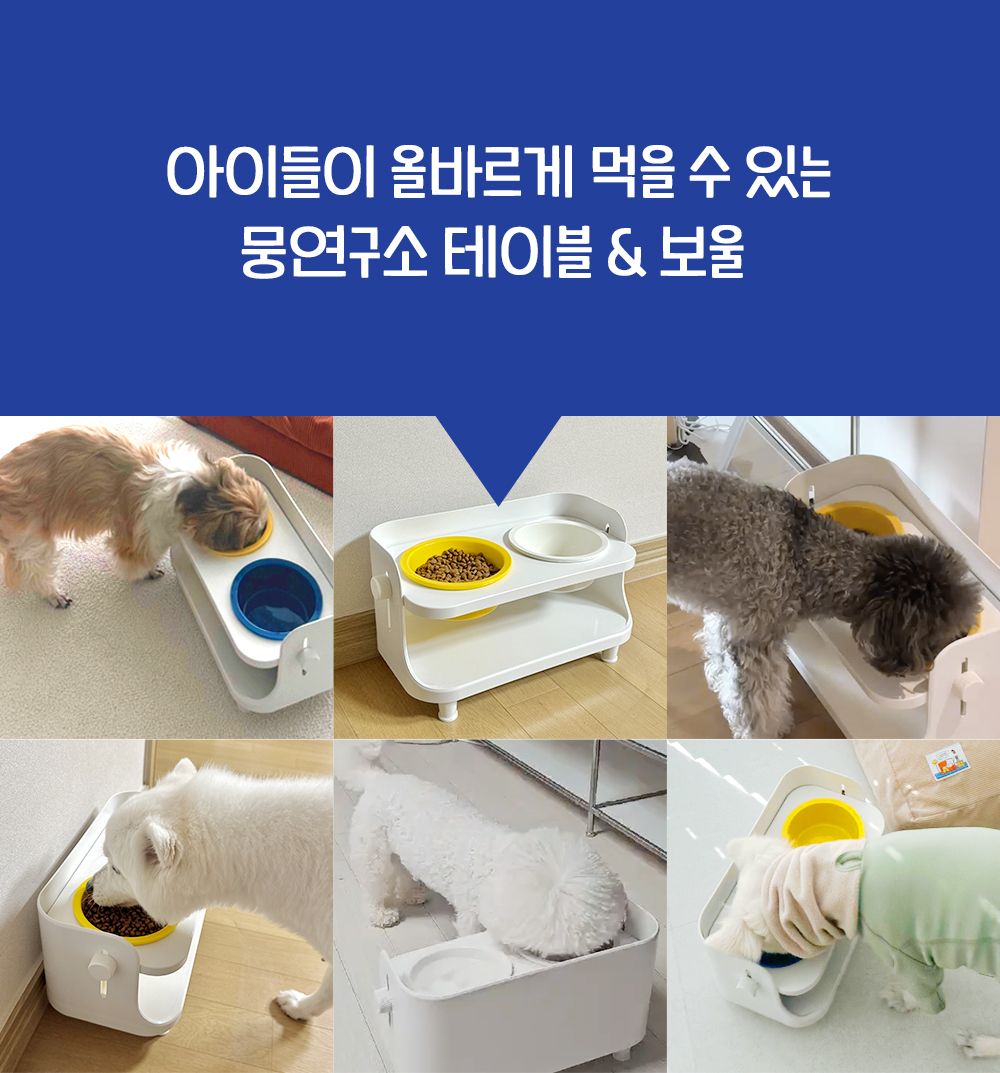 [무료배송] 뭉연구소 높낮이조절 식기 화이트/옐로우/스카이블루/딥블루 4번째