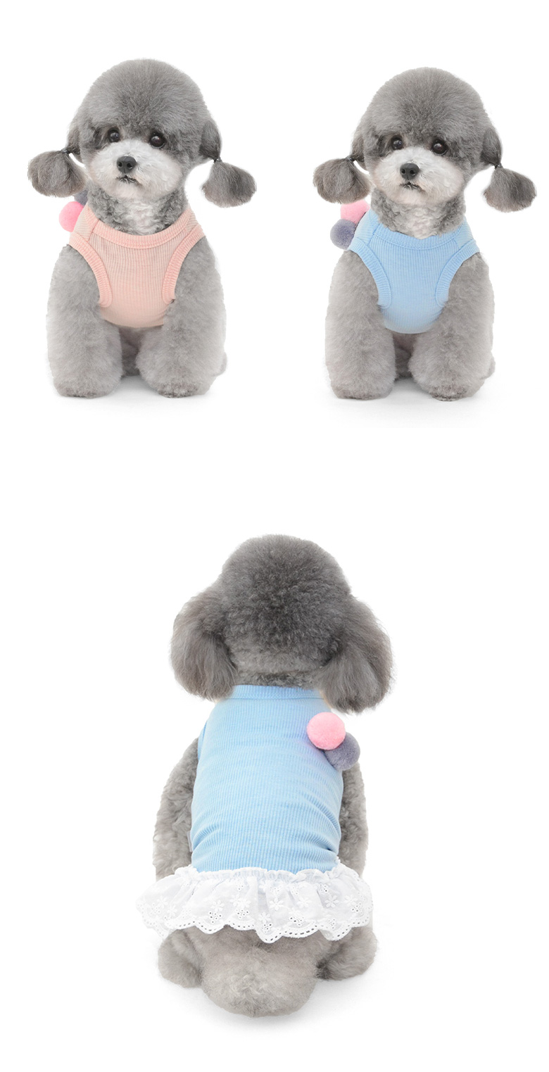 [무료배송] 준성펫 파스텔 레이스 원피스 (핑크/블루) 5번째