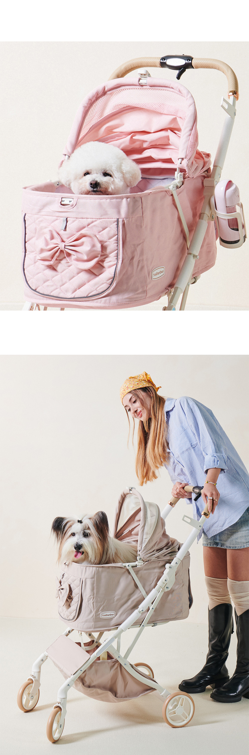 [NEW신상][무료배송] 개과천선 프릴 유모차 (크림 아이보리/파스텔 핑크/카멜 베이지) 6번째