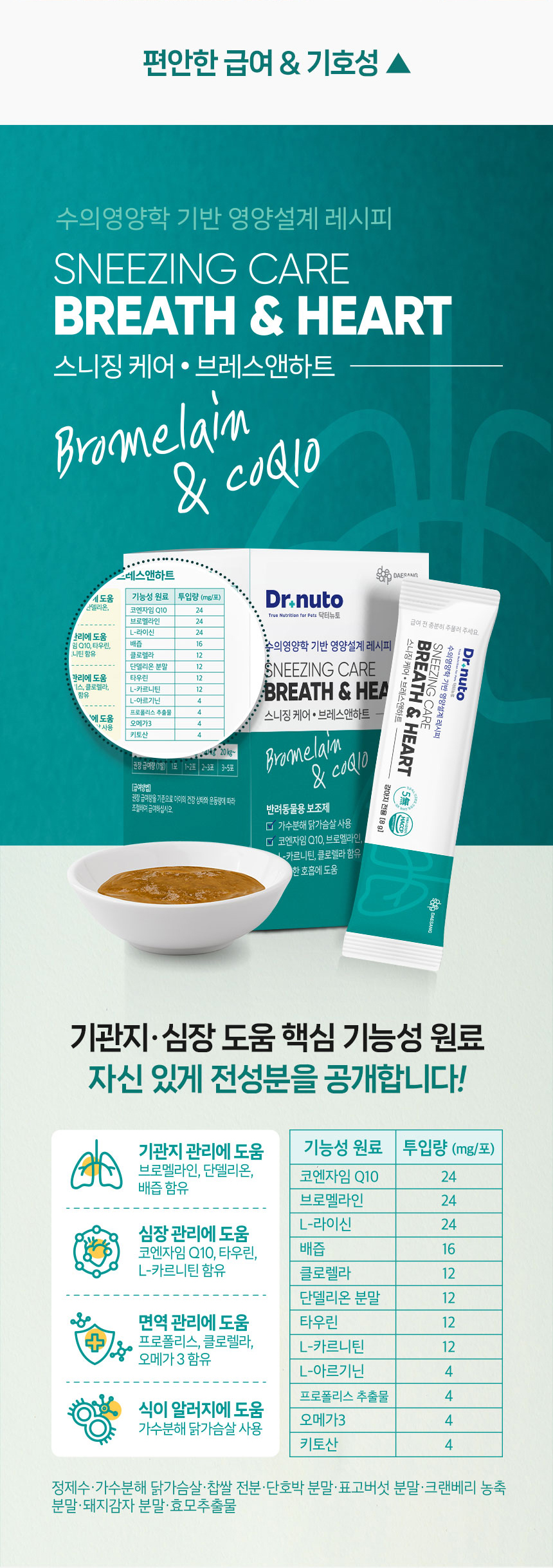 [NEW신상][무료배송] 닥터뉴토 독 스니징케어 브레스앤하트 기관지 심장건강 240g(8g*30개입) 7번째