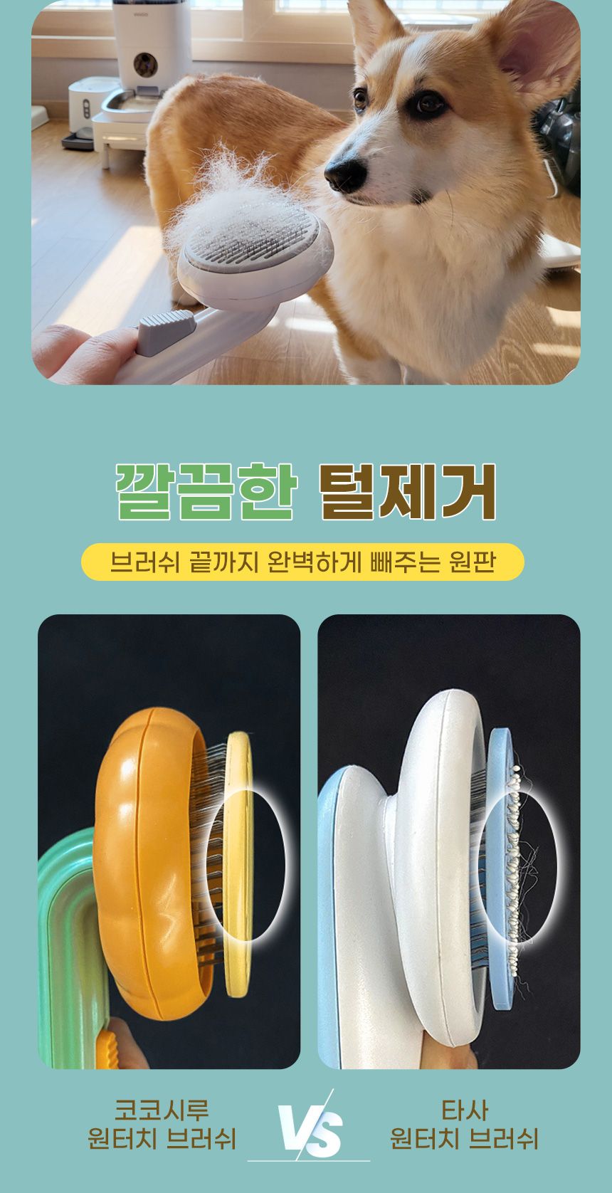 [무료배송] 코코시루 원터치 호박 펫 브러쉬 (C19SB) 화이트/퍼플/그린 5번째