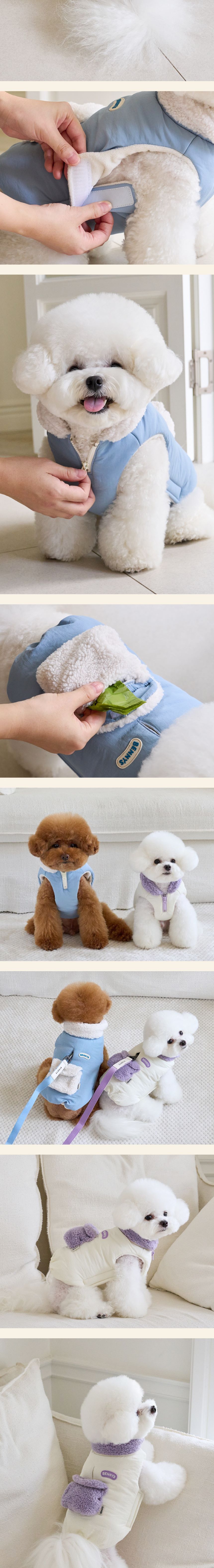 [무료배송] 베니즈 컴피 벨크로 숏패딩 블루 S-XL 2번째