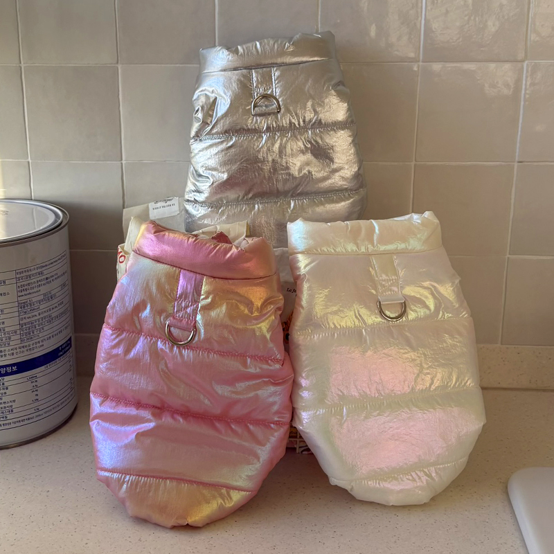[NEW신상][무료배송] 해피댕댕 글로시패딩 3종 (화이트,핑크,실버) S-XL 1번째