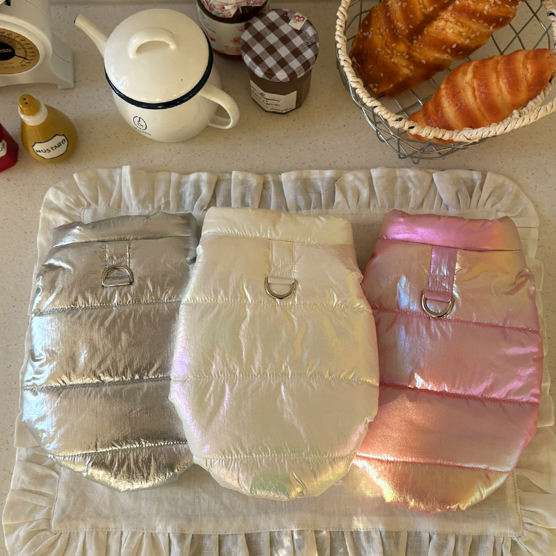 [NEW신상][무료배송] 해피댕댕 글로시패딩 3종 (화이트,핑크,실버) S-XL 4번째