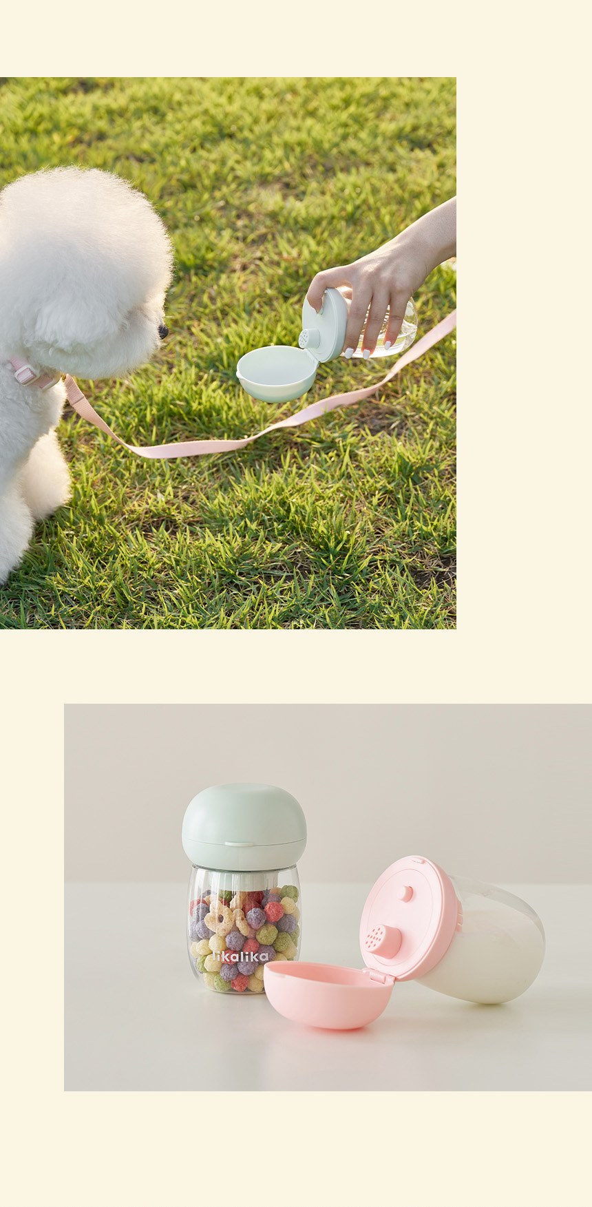 [무료배송] 리카리카 휴대용 원터치 산책 물통 화이트/민트/핑크 2번째
