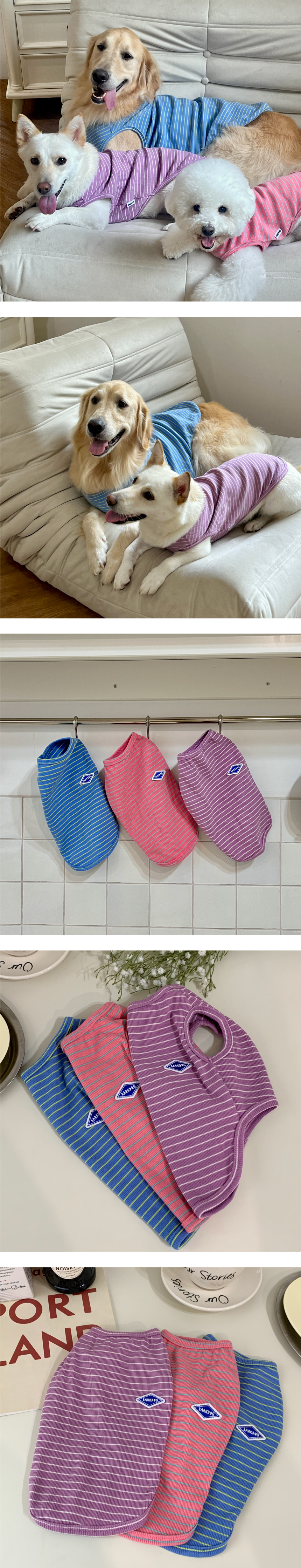 [무료배송] 바크독 코튼 스트라이프 베스트 실내복 3color M-6XL 8번째