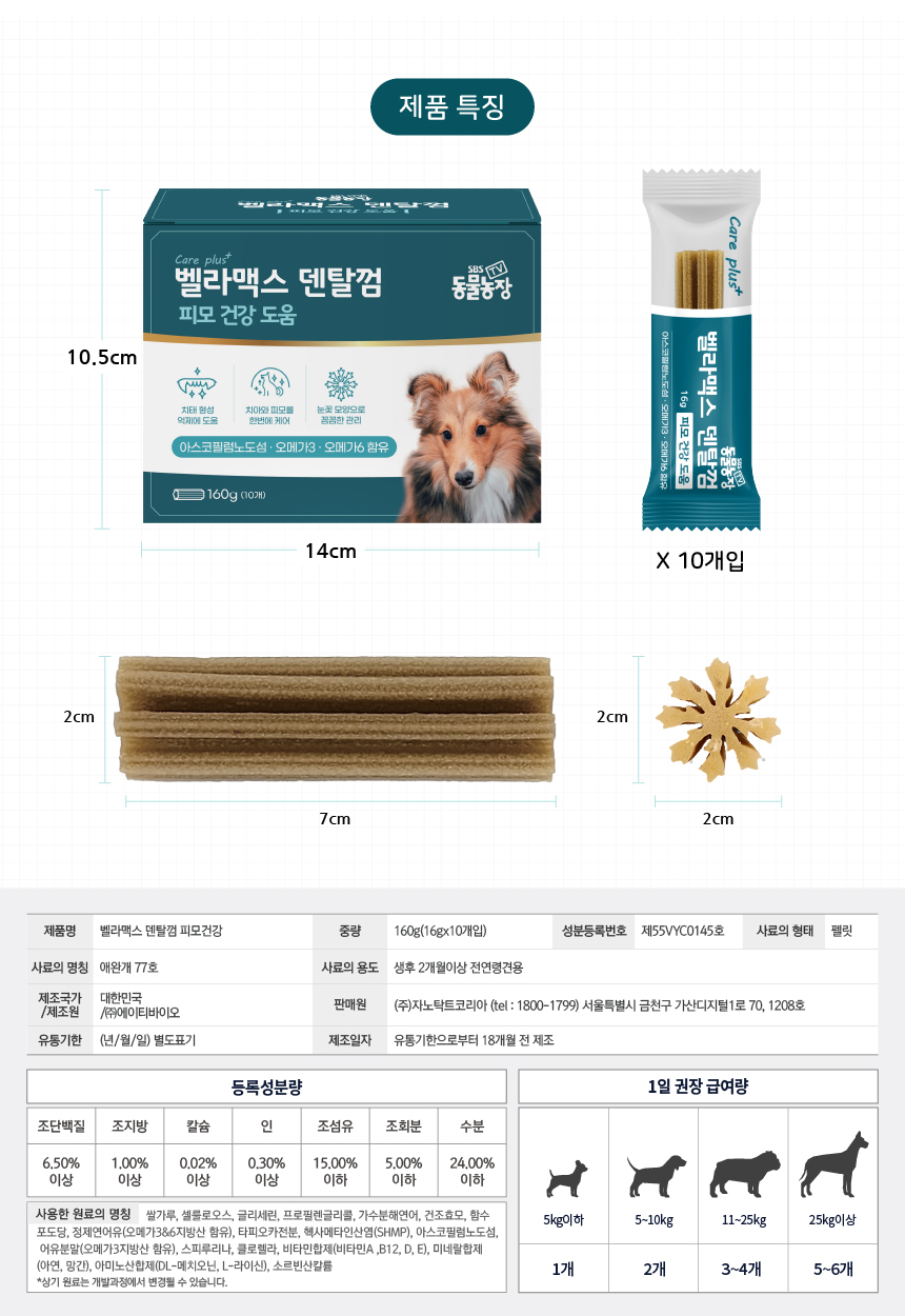벨라맥스 SBS TV 동물농장 덴탈껌 강아지 치석 양치 입냄새 제거 160g 20번째