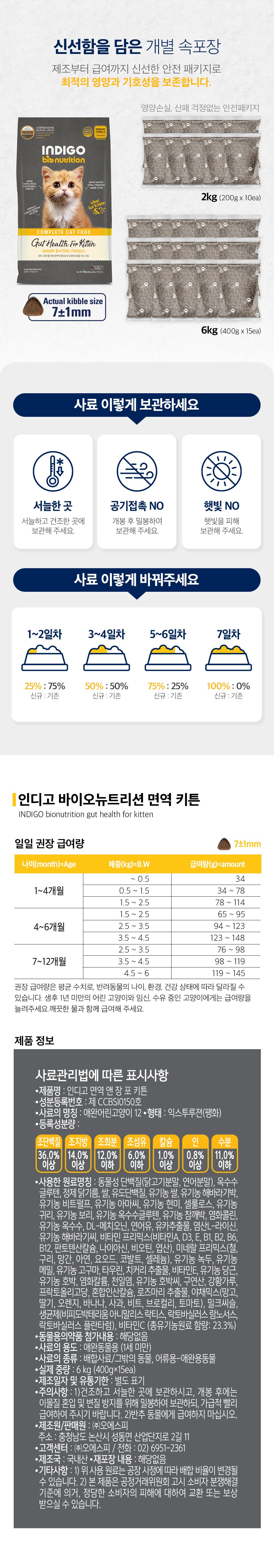 인디고 캣 면역&장 키튼 6kg 4번째