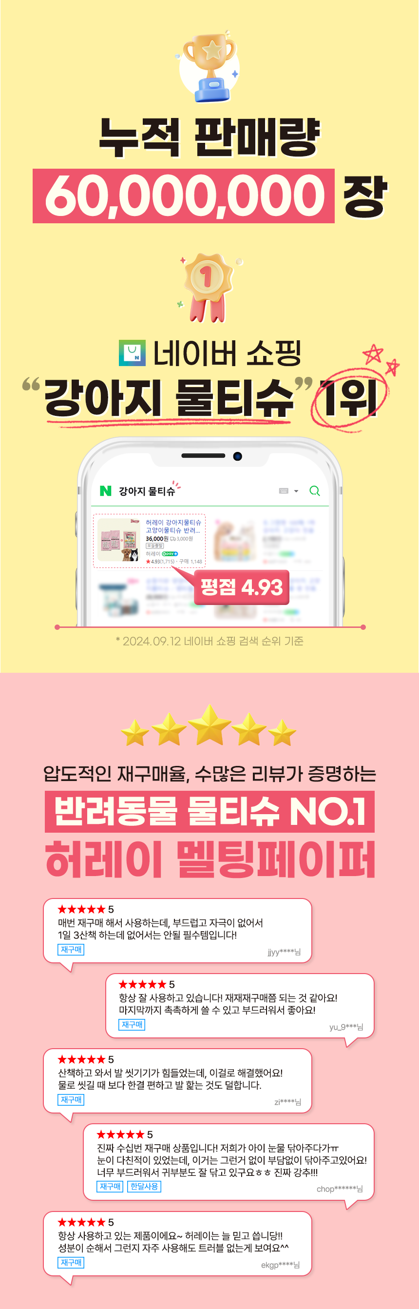 [무료배송] 허레이 멜팅페이퍼 130매 리필2개 + 포터블 50매 박스 1번째