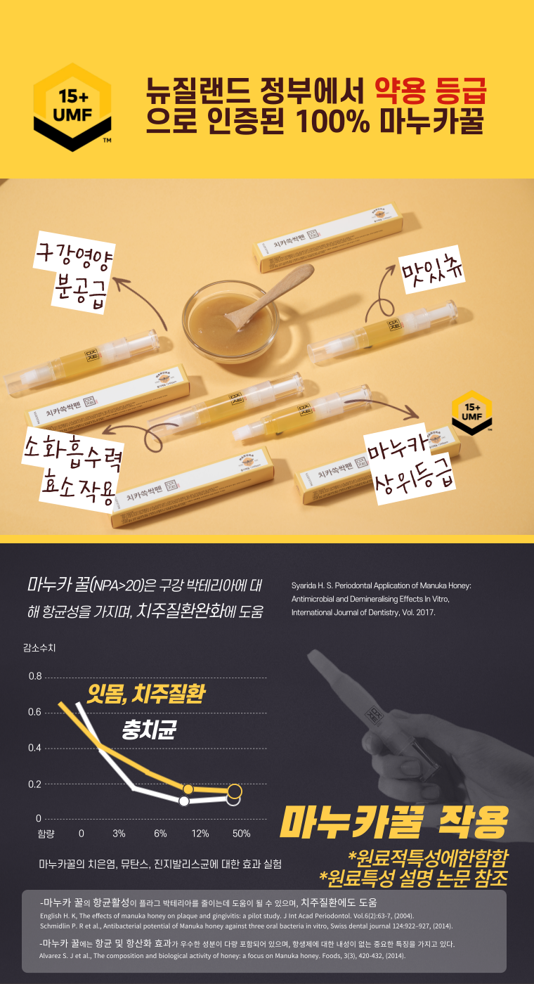 [NEW신상][무료배송] 무지조타 치카쓱싹 100%마누카 양치펜 9번째