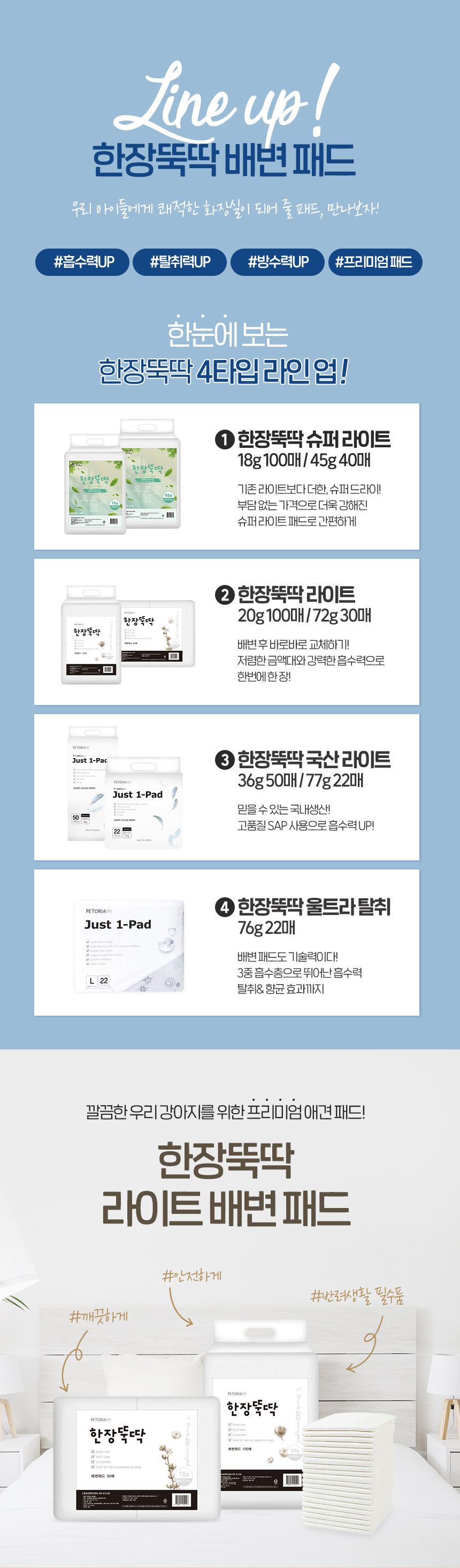 [NEW신상][무료배송] 펫토리아 한장뚝딱 강아지 라이트 배변 패드 무향 (실속형/초대형) 2번째