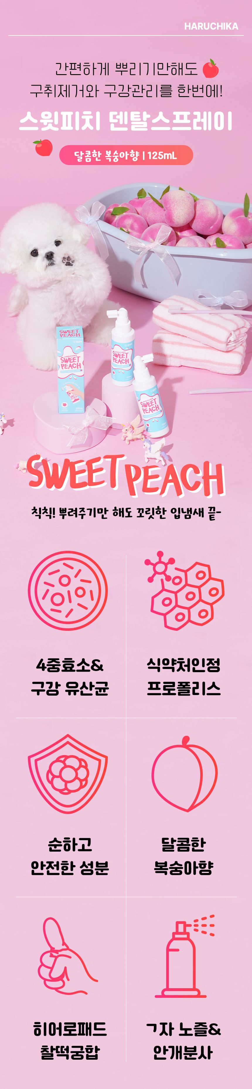 펫생각 독 하루치카 스윗피치 덴탈 스프레이 125ml 4번째